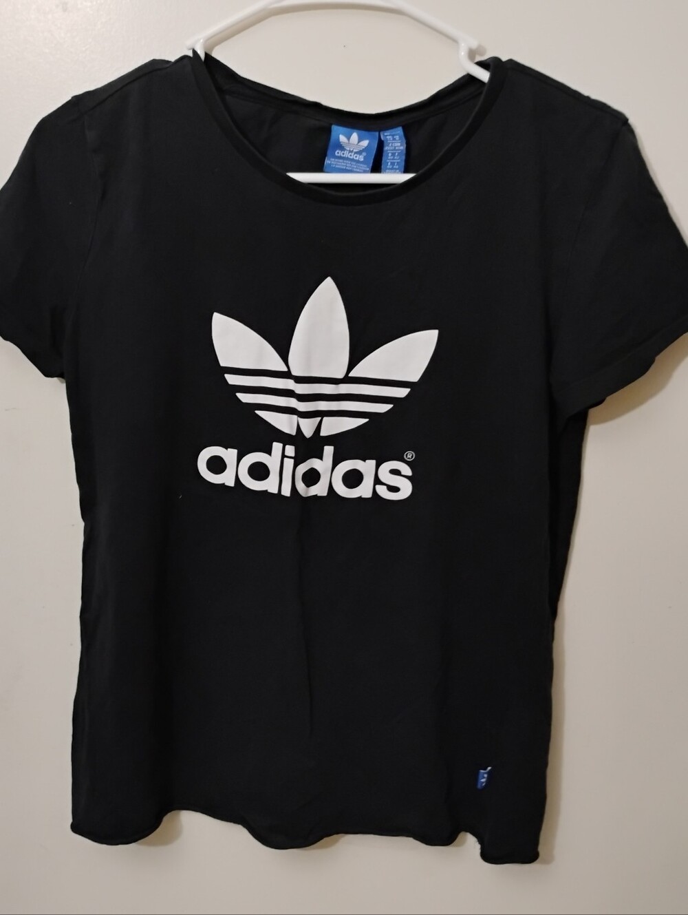 Women's adidas Black Tee with White Trefoil Logo